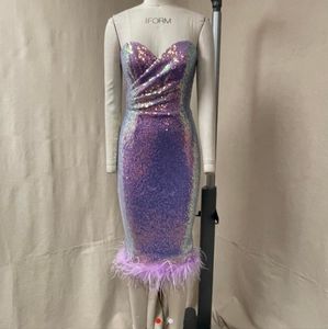 Lavish Alice Purple Sequin Heart Dress US 4 / UK 8